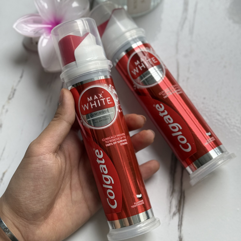 خمیردندان پمپی سفیدکننده کلگیت مدل مکس وایت Colgate Max White Luminous
